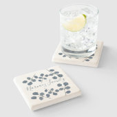 Waterverf Eucalyptus Blue Botanische hand geschild Stenen Onderzetter (Zijkant)