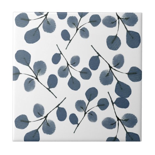 Waterverf Eucalyptus Blue Botanische hand geschild Tegeltje (Voorkant)