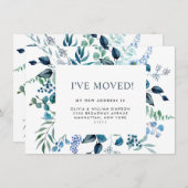 Waterverf Eucalyptus Blue Rozen Floral Moving Aankondiging (Voorkant / Achterkant)