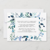 Waterverf Eucalyptus Blue Rozen Floral Moving Aankondiging (Achterkant)