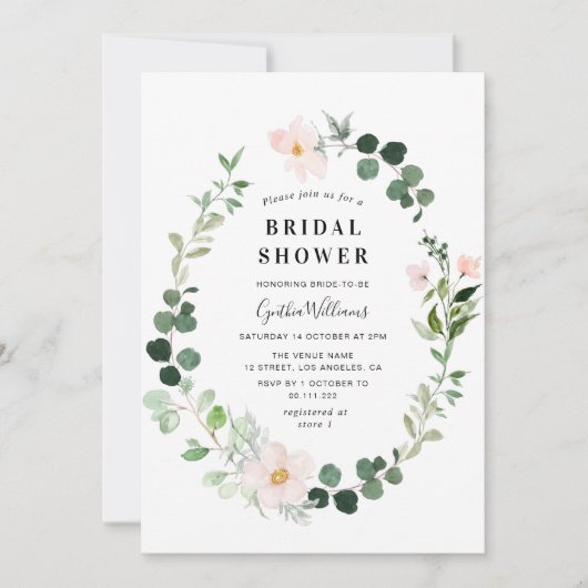 waterverf eucalyptus blush florale vrijgezellenfee kaart (Voorkant)