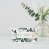 WATERVERF EUCALYPTUS BLUSH ROOS PINK FOLIAGE VISITEKAARTJE (Staand voorkant)