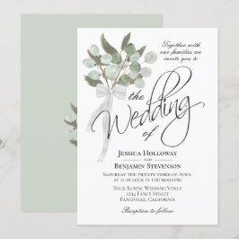 Waterverf Eucalyptus Boeket Rustieke Boho bruiloft Kaart