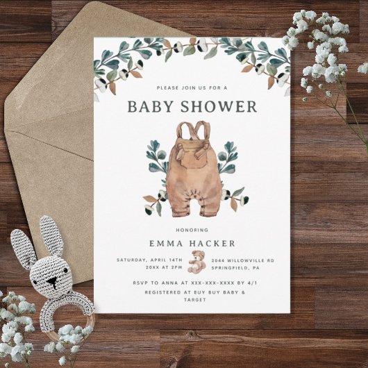 Waterverf Eucalyptus Boho Baby shower Kaart