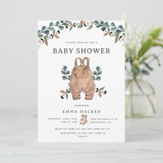 Waterverf Eucalyptus Boho Baby shower Kaart (Staand voorkant)