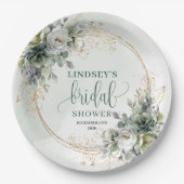 Waterverf Eucalyptus Boho Bruiloftfeest Papier Papieren Bordje (Voorkant)