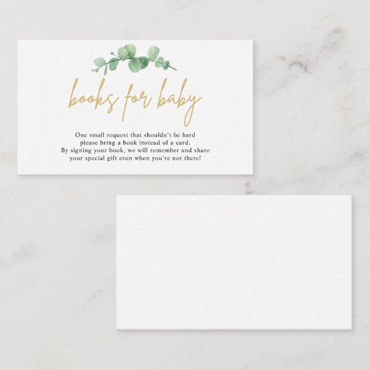 Waterverf Eucalyptus Books for Baby Insert Card Informatiekaartje (Voorkant / Achterkant)