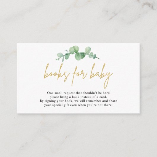 Waterverf Eucalyptus Books for Baby Insert Card Informatiekaartje (Voorkant)