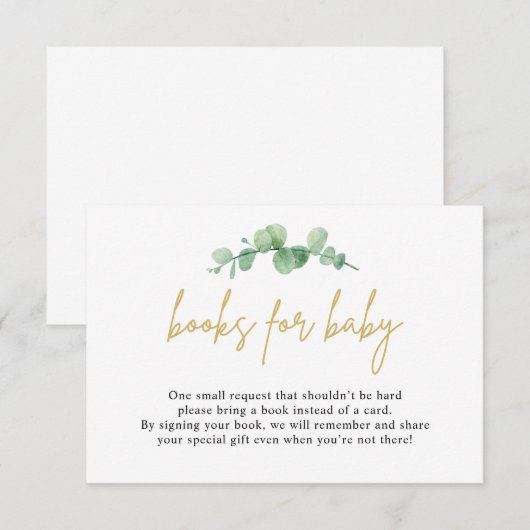 Waterverf Eucalyptus Books for Baby Insert Card Informatiekaartje (Voorkant / Achterkant)