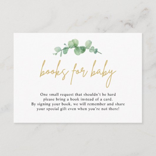 Waterverf Eucalyptus Books for Baby Insert Card Informatiekaartje (Voorkant)