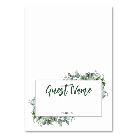 Waterverf Eucalyptus Border Table Place Card Kaart (Voorkant)