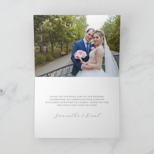 Waterverf Eucalyptus Border Weduwfoto Bedankkaart (Binnen)