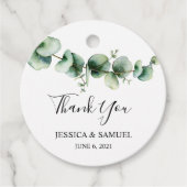 Waterverf Eucalyptus Botanical Greenery Wedding Bedankjes Labels (Voorkant)