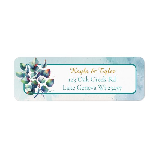 Waterverf Eucalyptus Botanical Greenery Wedding Etiket (Voorkant)