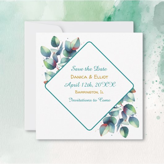 Waterverf Eucalyptus Botanical Greenery Wedding Save The Date