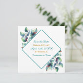 Waterverf Eucalyptus Botanical Greenery Wedding Save The Date (Staand voorkant)