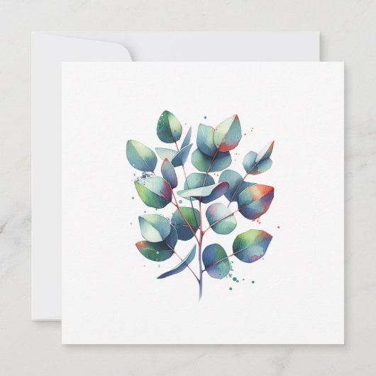 Waterverf Eucalyptus Botanical Greenery Wedding Save The Date (Achterkant)