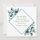 Waterverf Eucalyptus Botanical Greenery Wedding Save The Date (Voorkant)