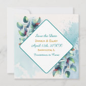 Waterverf Eucalyptus Botanical Greenery Wedding Save The Date (Voorkant)