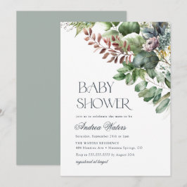 Waterverf Eucalyptus Botanisch Baby shower Kaart