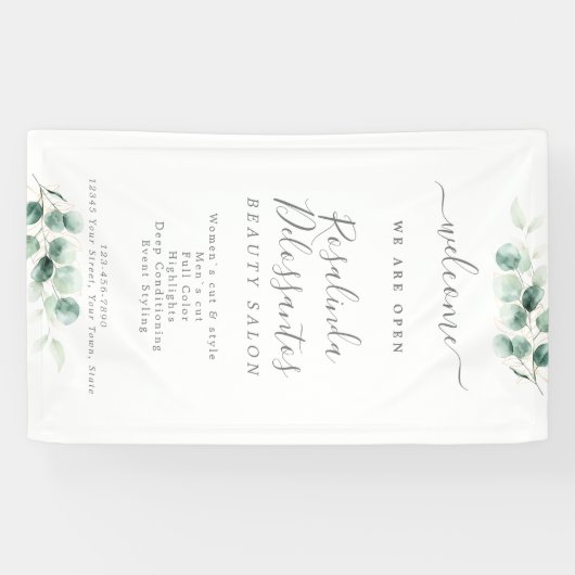 Waterverf Eucalyptus botanisch goudblad Spandoek (Horizontaal)