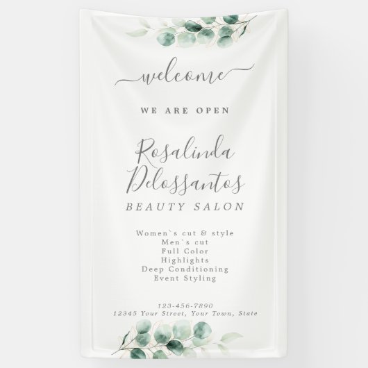 Waterverf Eucalyptus botanisch goudblad Spandoek (Verticaal)