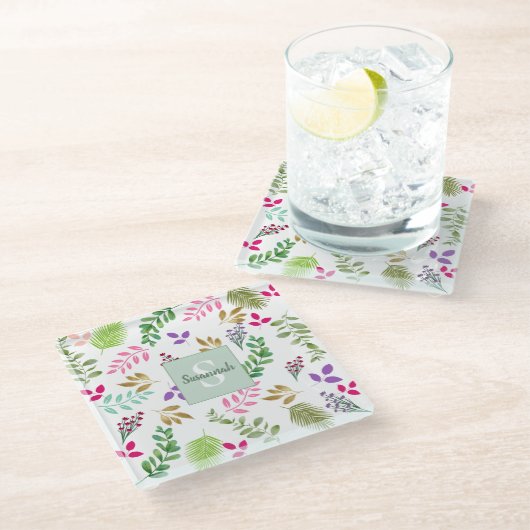 Waterverf Eucalyptus Botanisch Onderzetter Glazen Onderzetter (Schuin)