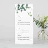 Waterverf Eucalyptus Botanische bruiloft Menu (Staand voorkant)