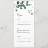 Waterverf Eucalyptus Botanische bruiloft Menu (Voorkant)