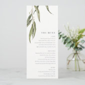 Waterverf Eucalyptus Botanische bruiloft Menu Kaart (Staand voorkant)
