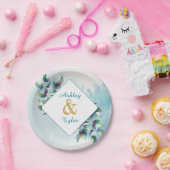 Waterverf Eucalyptus Botanische bruiloft Papieren Bordje (Feest)