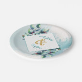 Waterverf Eucalyptus Botanische bruiloft Papieren Bordje (Gekanteld)