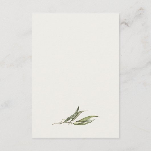 Waterverf eucalyptus botanische bruiloft receptie informatiekaartje (Achterkant)