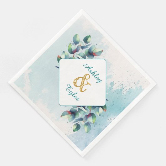 Waterverf Eucalyptus Botanische bruiloft Servet (Hoek)