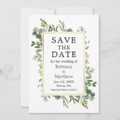 Waterverf Eucalyptus Botanische groen Foto Save The Date (Voorkant)