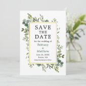 Waterverf Eucalyptus Botanische groen Foto Save The Date (Staand voorkant)