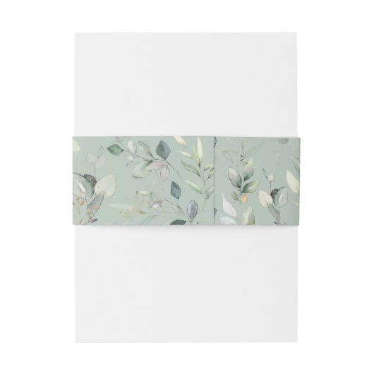 Waterverf eucalyptus botanische sage groen uitnodigingen wikkel (Achterkant Voorbeeld)