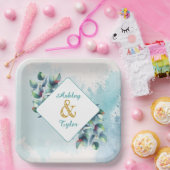 Waterverf Eucalyptus Botanische Trouw  Papieren Bordje (Feest)