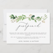 Waterverf Eucalyptus Bough Postponed Wedding Aankondiging (Voorkant)