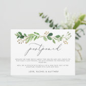 Waterverf Eucalyptus Bough Postponed Wedding Aankondiging (Staand voorkant)