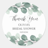 Waterverf Eucalyptus Branches Elegant Dank u Ronde Sticker (Voorkant)