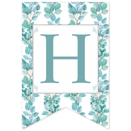 Waterverf Eucalyptus Branches Speciale gelegenheid Vlaggetjes (Eerste vlag)