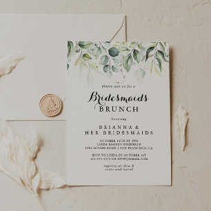 Waterverf Eucalyptus Bridesmaids Brunch Shower Kaart