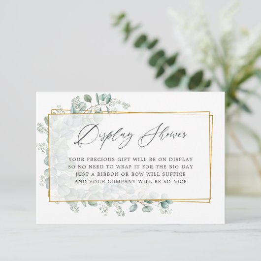 Waterverf Eucalyptus Bruidsdouche Display Shower Informatiekaartje (Staand voorkant)