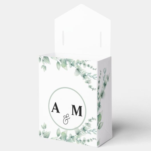 Waterverf eucalyptus bruiloft bedankdoosjes (Geopend)