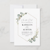 waterverf Eucalyptus bruiloft Bewaar de datumkaart Save The Date (Voorkant)