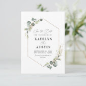 waterverf Eucalyptus bruiloft Bewaar de datumkaart Save The Date (Staand voorkant)