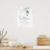 Waterverf Eucalyptus Bruiloft Bruidsshower Welkom Poster (Keuken)