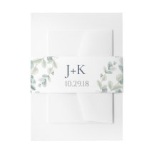 Waterverf Eucalyptus bruiloft buik banden