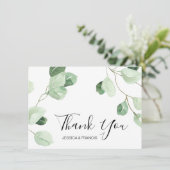 waterverf eucalyptus bruiloft dank u kaart (Staand voorkant)